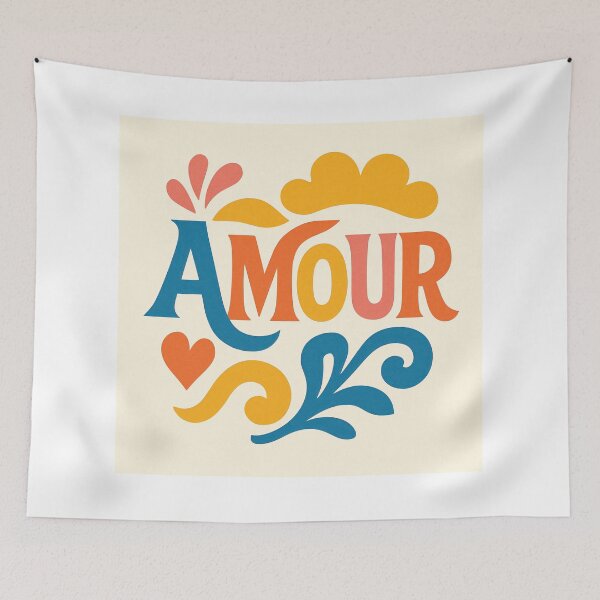 Item preview, Vibrant & Colorful Retro “Amour” designed and sold by Pink & California.