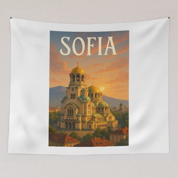 Item preview, Sofia Bulgaria – Golden Hour at Alexander Nevsky Cathedral and Vitosha designed and sold by Aryabek.