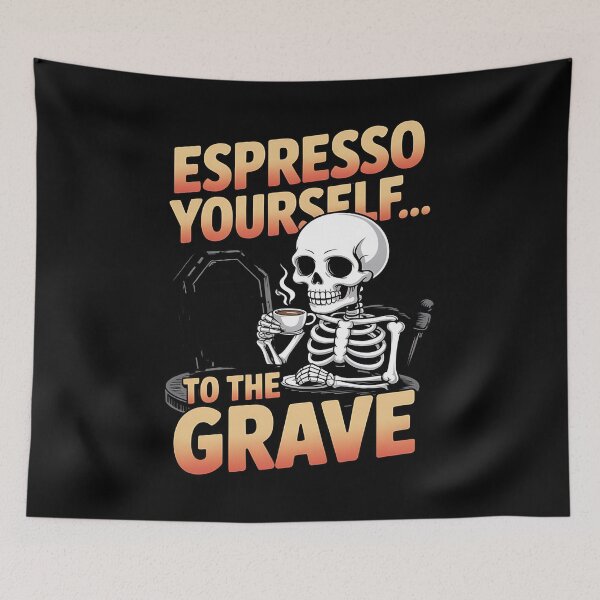 Item preview, caffeine skeleton - gothic barista - spooky latte - skull lover - skeleton caffeine - coffee fueled skeleton - horror coffee - cold brew skeleton designed and sold by JansenGS.