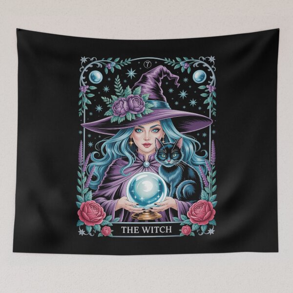 Item preview, The Witch Tarot Card Halloween Gothic Witchy Vibes Black Cat designed and sold by TyraYoung.