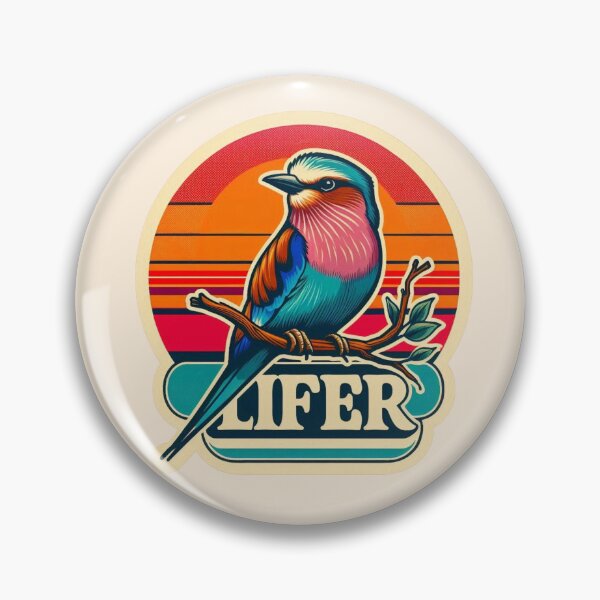 Item preview, Lilac-breasted Roller LIFER – Retro Birdwatching Sticker designed and sold by The Digital Compass.