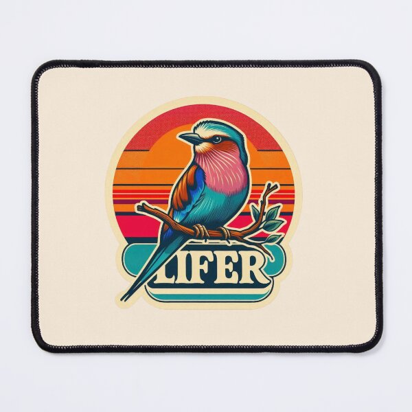 Item preview, Lilac-breasted Roller LIFER – Retro Birdwatching Sticker designed and sold by The Digital Compass.
