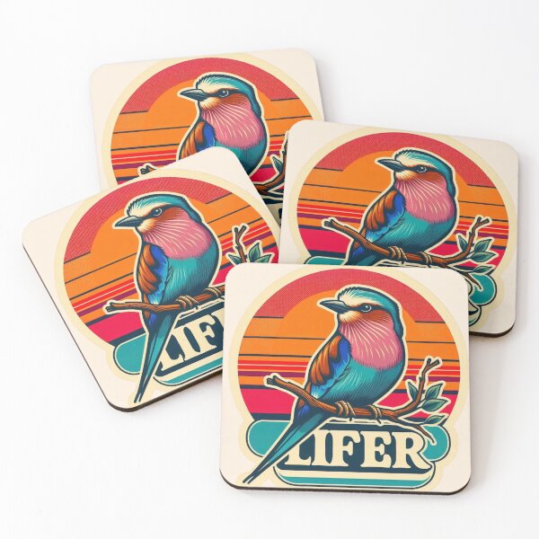 Item preview, Lilac-breasted Roller LIFER – Retro Birdwatching Sticker designed and sold by The Digital Compass.