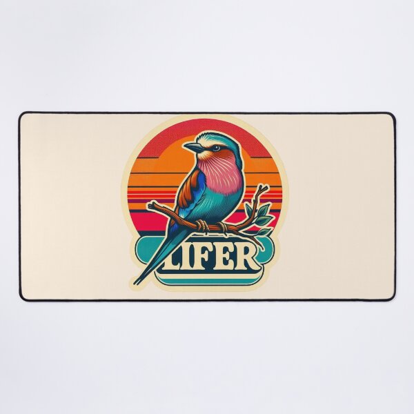 Item preview, Lilac-breasted Roller LIFER – Retro Birdwatching Sticker designed and sold by The Digital Compass.