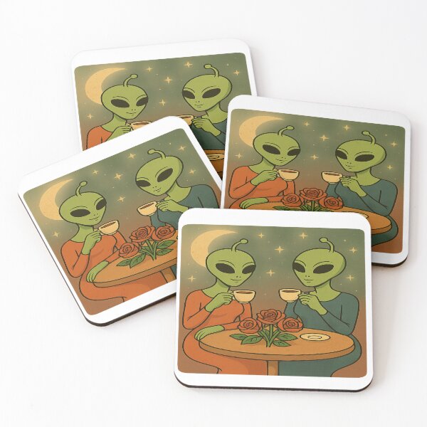 Item preview, Alien Coffee Date on the Moon – Turkish Coffee & Roses designed and sold by MiracleDesignsTR.