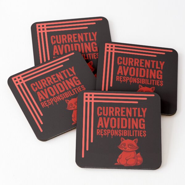 Item preview, Currently Avoiding Responsibilities – Dripping Red Typography with Raccoon designed and sold by Tadeusz1.