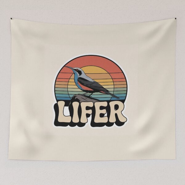 Item preview, Wallcreeper LIFER – Retro Birdwatching Sticker designed and sold by The Digital Compass.