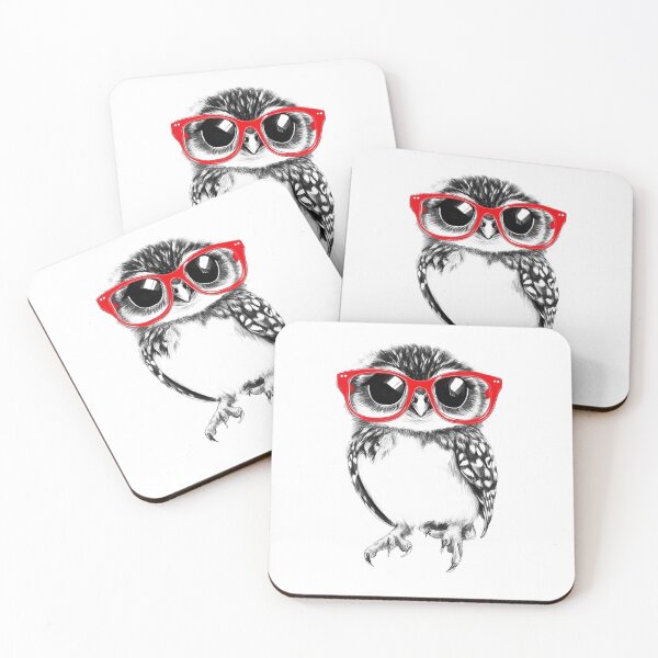 Item preview, Funny black and white owl with big glasses, youthful graphite designer style designed and sold by Encreable.