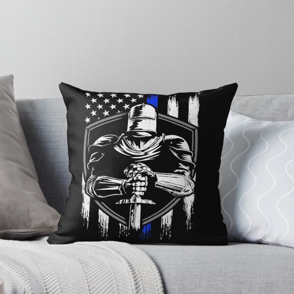 Item preview, Knight Warrior American Flag Blue line designed and sold by Dan Dee.