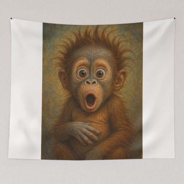 Item preview, Surprised Baby Orangutan Close-Up Portrait designed and sold by Places On Earth.