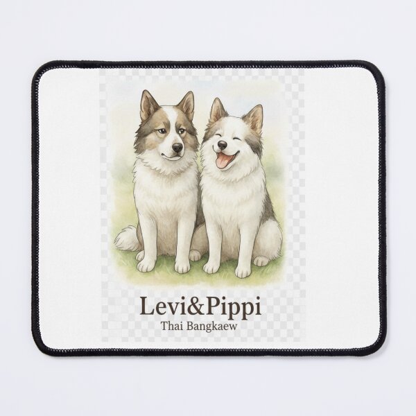 Item preview, Happy Tails: Cute Thai Bangkaew Duo Watercolor Art designed and sold by BangkaewCutiez.