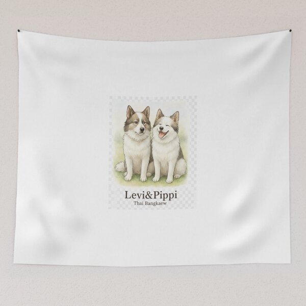 Item preview, Happy Tails: Cute Thai Bangkaew Duo Watercolor Art designed and sold by BangkaewCutiez.
