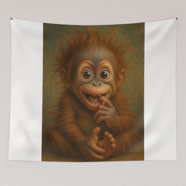 Item preview, Smiling Baby Orangutan with Playful Expression designed and sold by Places On Earth.