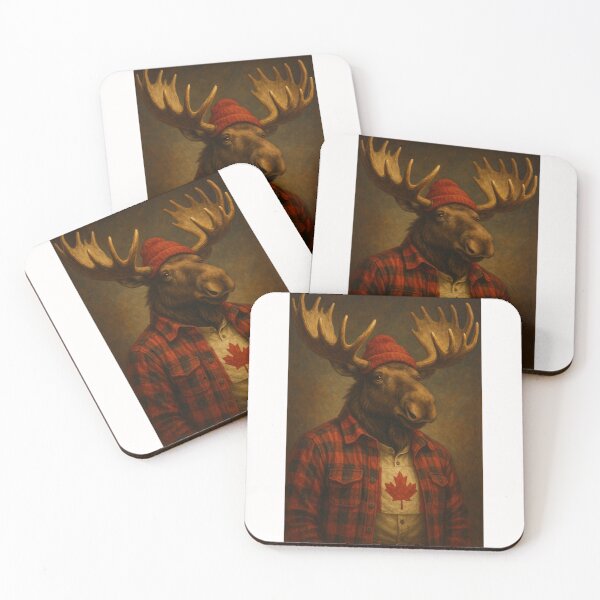 Item preview, Canadian Moose in Lumberjack Style with Maple Leaf designed and sold by Places On Earth.