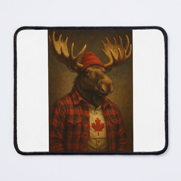 Item preview, Canadian Moose in Lumberjack Style with Maple Leaf designed and sold by Places On Earth.