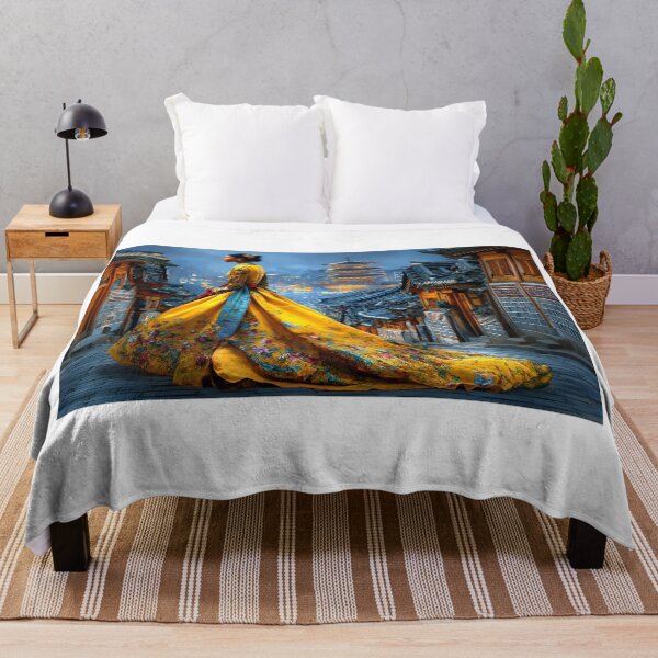 Item preview, Elegant Woman with Traditional Dress in Historic Urban Setting designed and sold by Artessie.