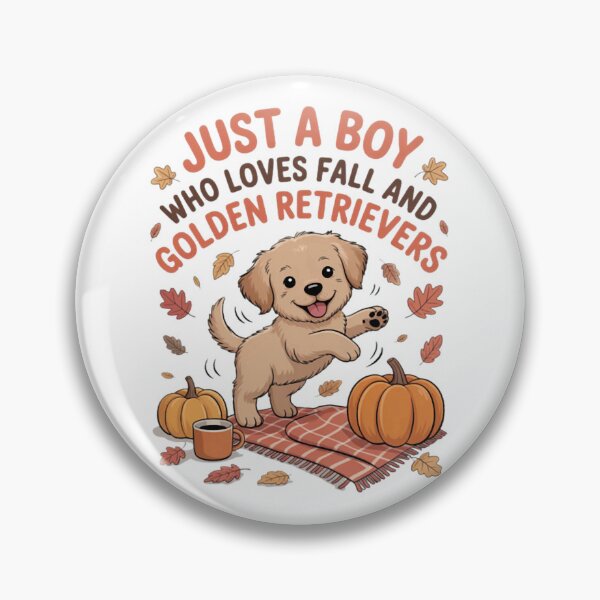 Item preview, Just a Boy Who Loves Fall and Golden Retrievers Kids Man designed and sold by CraftyCuttable.