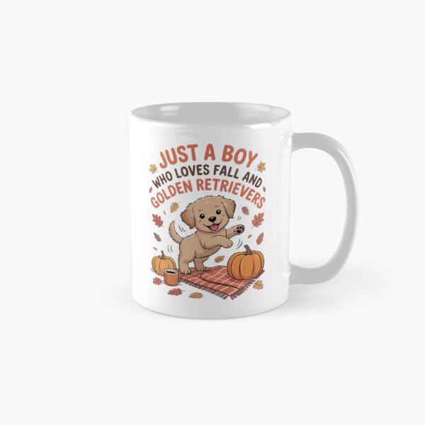 Artikelvorschau, Nur ein Junge, der den Herbst und Golden Retriever liebt. Kindermann entworfen und verkauft von CraftyCuttable.