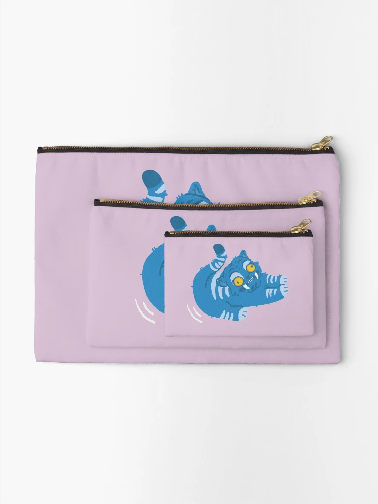 Thumbnail 2 of 4, Zipper Pouch, Derpy blue tiger designed and sold by Childish by Design.