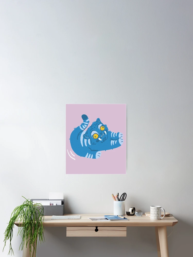 Thumbnail 2 of 3, Poster, Derpy blue tiger designed and sold by Childish by Design.
