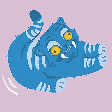 Artwork thumbnail, Derpy blue tiger by Childish by Design