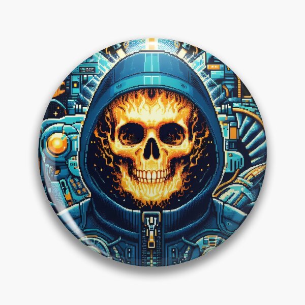 Item preview, "Futuristic Fiery Skull Astronaut in a Techno Suit". designed and sold by The-T-In-Retro.