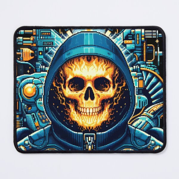 Item preview, "Futuristic Fiery Skull Astronaut in a Techno Suit". designed and sold by The-T-In-Retro.