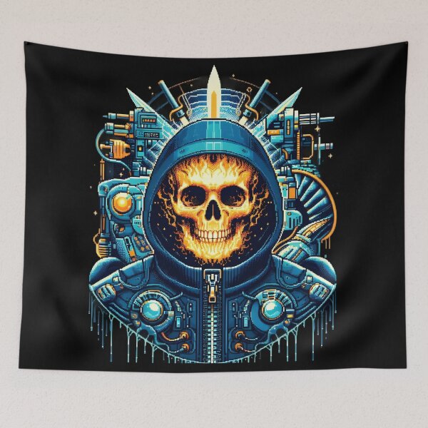 Item preview, "Futuristic Fiery Skull Astronaut in a Techno Suit". designed and sold by The-T-In-Retro.