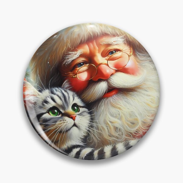 Item preview, Grey tabby cat embrace with Santa Claus 2:3 card version layout designed and sold by EmeraldeaDesign.