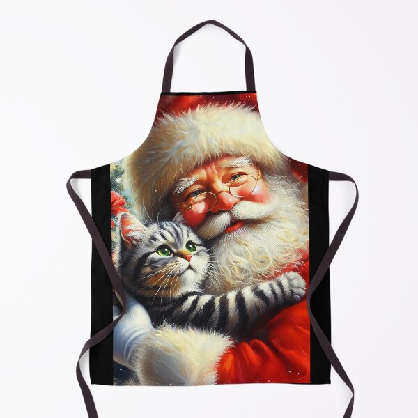 Item preview, Grey tabby cat embrace with Santa Claus 2:3 card version layout designed and sold by EmeraldeaDesign.