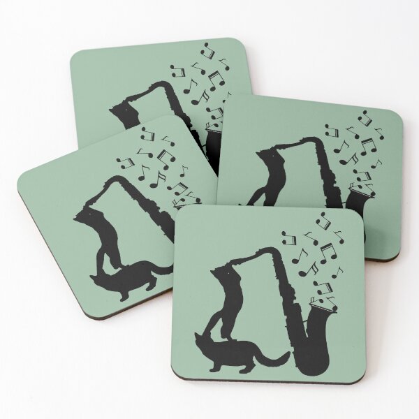Item preview, Cats Playing Saxophone And Music Notes designed and sold by Primroaddesigns.