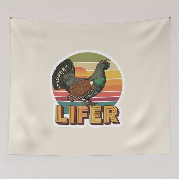 Item preview, Capercaillie LIFER – Retro Birdwatching Sticker designed and sold by The Digital Compass.