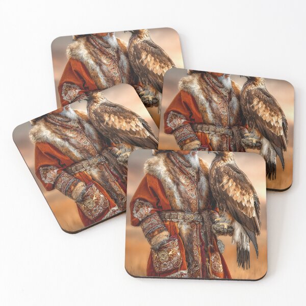 Item preview, Elderly Man with Eagle in Traditional Fur Outfit designed and sold by Artessie.