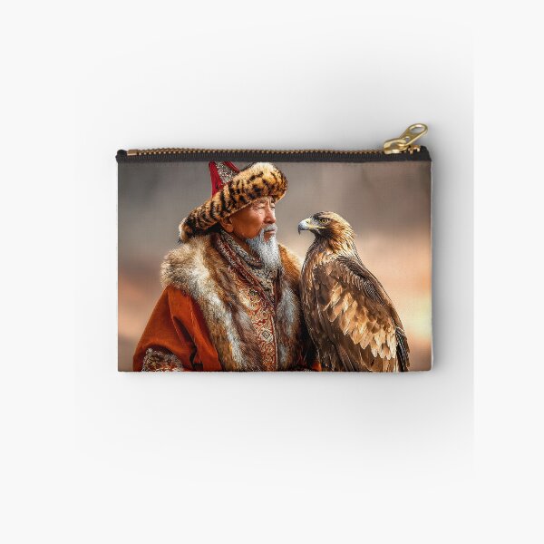 Item preview, Elderly Man with Eagle in Traditional Fur Outfit designed and sold by Artessie.
