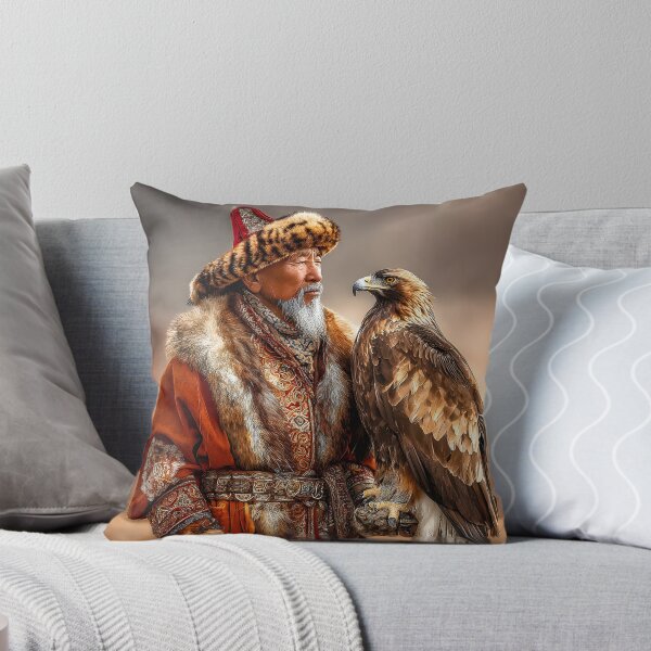 Item preview, Elderly Man with Eagle in Traditional Fur Outfit designed and sold by Artessie.