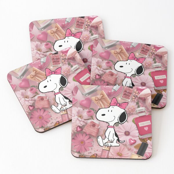 Item preview, girly snoopy surrounded by everything that makes us girls— pink hearts, nail polish, daisies, perfume bottles, bows, lip gloss, butterflies, and sparkles. designed and sold by Kitty Kat.