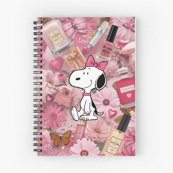 Item preview, girly snoopy surrounded by everything that makes us girls— pink hearts, nail polish, daisies, perfume bottles, bows, lip gloss, butterflies, and sparkles. designed and sold by Kitty Kat.