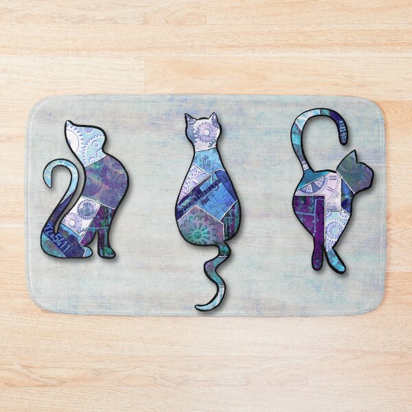 Item preview, Steampunk Cats – Whimsical Patchwork Feline Trio designed and sold by JustJuJuDesigns.