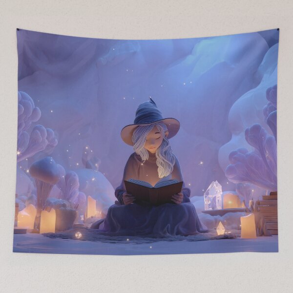 Item preview, Candlelit Study – Young Witch in a Crystal Grove designed and sold by BennyPuppy.
