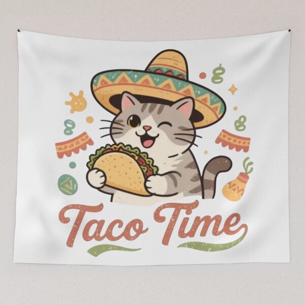 Item preview, Taco Time Sombrero Cat Illustration designed and sold by Iuqiune.