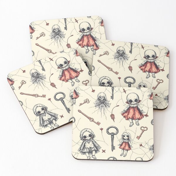 Item preview, Creepy Dolls and Antique Keys Pattern designed and sold by JavisSRDesign.