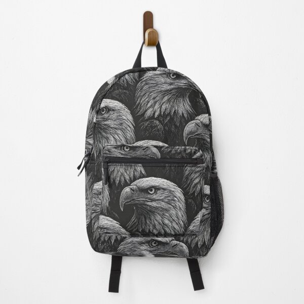 Item preview, Majestic Eagle Pattern – Dark Monochrome Vector Design designed and sold by graphicnew.