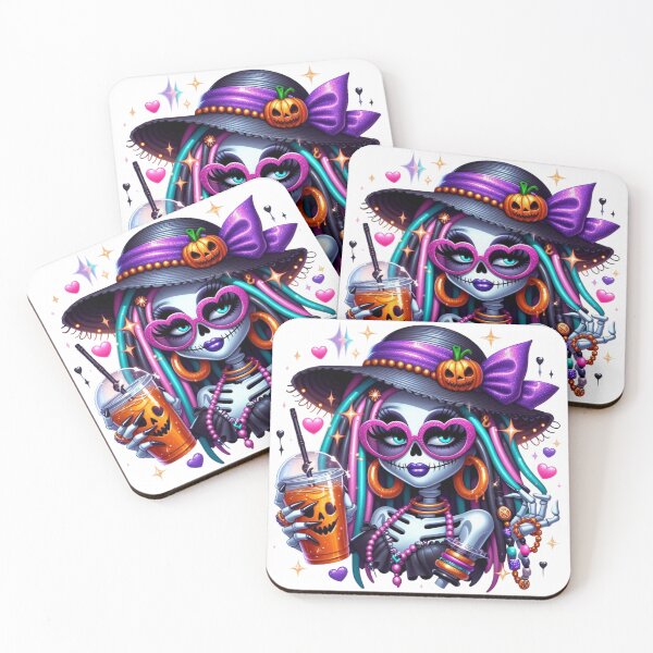 Item preview, Hauntingly Gorgeous Brown Girls with Skeleton Makeup – Cute Spooky Halloween Illustration” designed and sold by Lulunza.