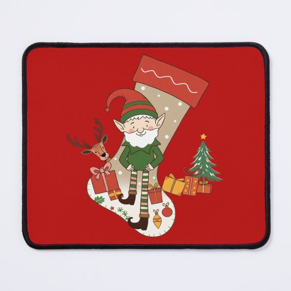 Item preview, Elf and Christmas Stocking Naive Illustration Pattern | Christmas Season designed and sold by UnhingedBird.