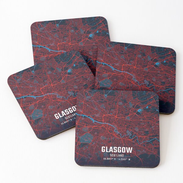 Item preview, Glasgow Red & Blue Minimalist Map designed and sold by HomeLivingCo.