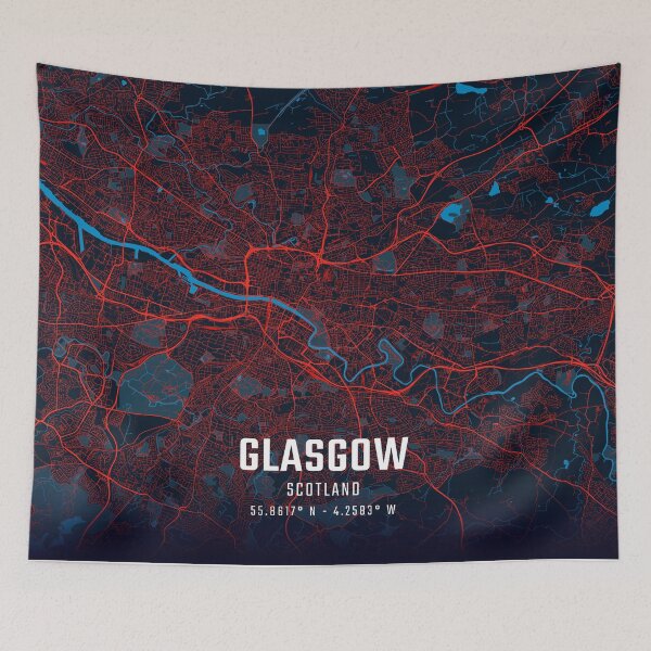 Item preview, Glasgow Red & Blue Minimalist Map designed and sold by HomeLivingCo.