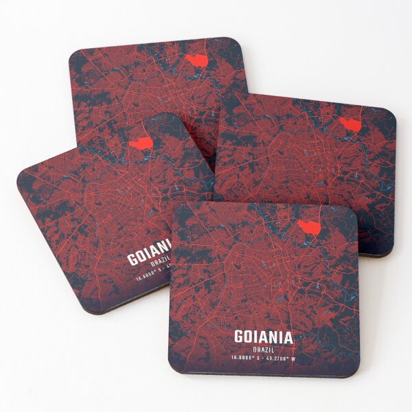 Item preview, Goiania Red & Blue Minimalist Map designed and sold by HomeLivingCo.