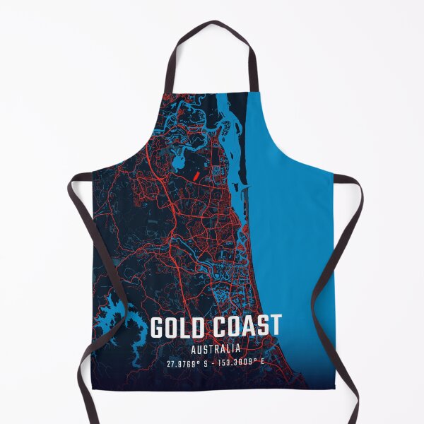 Item preview, Gold Coast Red & Blue Minimalist Map designed and sold by HomeLivingCo.