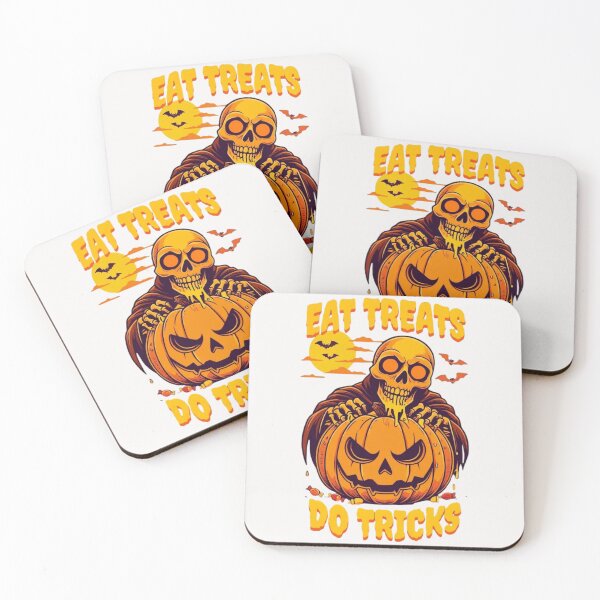Item preview, Eat Treats Do Tricks Funny Skeleton Pumpkin Halloween T-Shirt | Spooky Pun Graphic Gift designed and sold by wellie-chic.