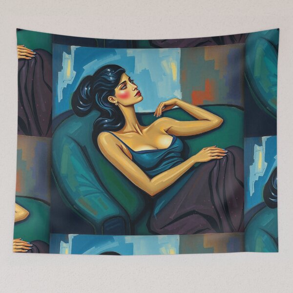 Item preview,  Portrait of a woman sitting on a sofa after Amedeo Modigliani Italian painter and sculptor designed and sold by Vintage Designs +.
